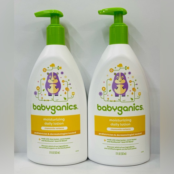 2 Pack Babyganics Moisturizing Daily Lotion Chamomile Verbena Shea Coco 17 Fl Oz - Picture 1 of 7